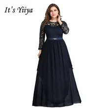 It's Yiya вечернее платье с круглым вырезом De Soiree длинный рукав женские вечерние платья плюс размер кружева полые вечерние платья C543