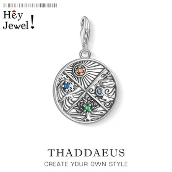 Earth, Water, Air, Fire Elements Charm Philosophers Gift fit DIY Europe Bracelet Necklace 925 Sterling Silver Fine Jewelry