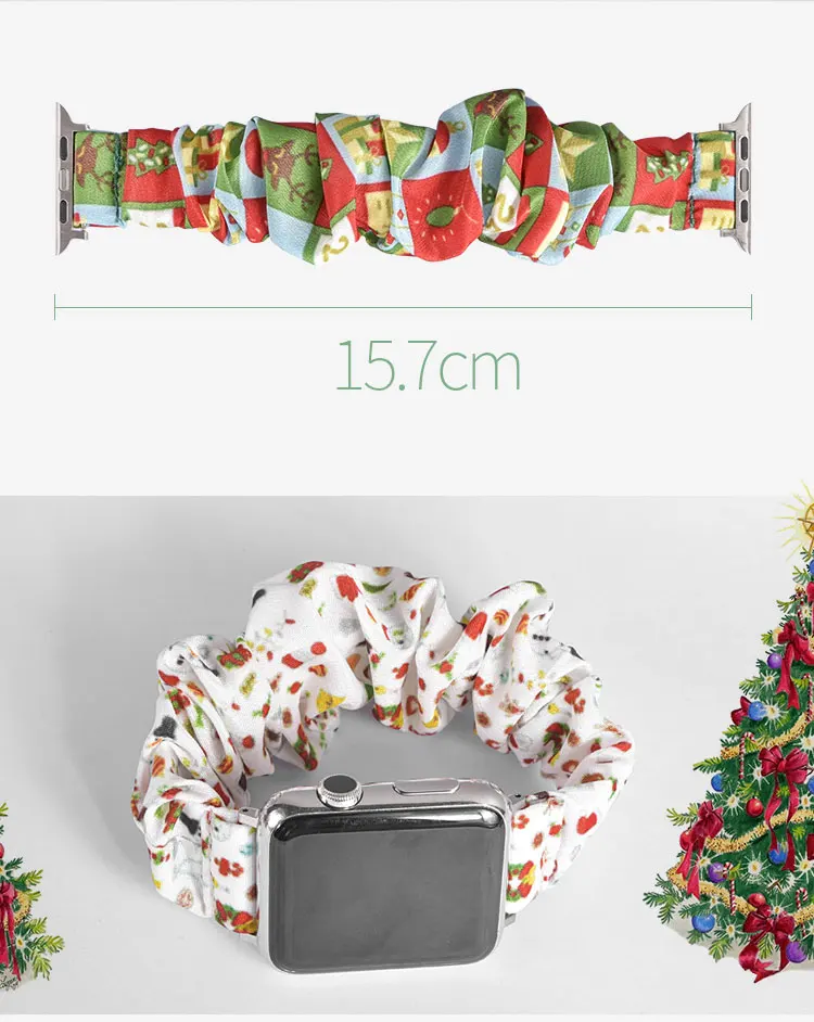 Резинка для волос эластичный ремешок для часов Apple Watch Series 5 4 3 2 ремешок 38 мм 40 мм 42 мм 44 мм для iwatch 5 4 3 2 1 Рождественский подарок