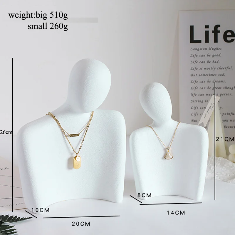 Nice 2pcs/Set Black Matte Resin Necklace Jewelry Display Stand Medium Side Portrait Model Necklace Matte Resin Display Props