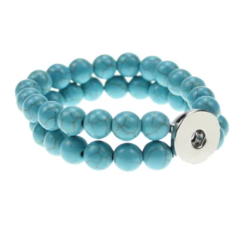 

New 6pcs 18mm Snap Jewelry Natural Stone Beads Snap Button Bracelet Handmade Beaded Bracelets for Women Men Summer Jewelry