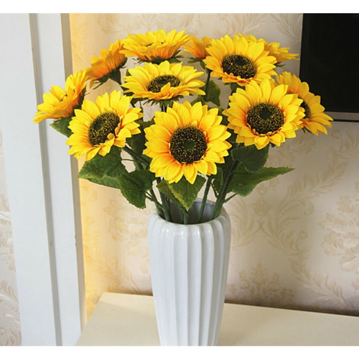 Tournesols Artificiels Bouquet de tournesols artificiels en soie, 68CM, fleurs décoratives en pot  pour jardin de mariage #35 | AliExpress