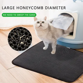 

Pet Cat litter Mat Foldable EVA Double-Layer Cats Mat Bottom Non-slip Pet Litter Cat Mat Layer Pet Litter Catcher Mat Waterproo