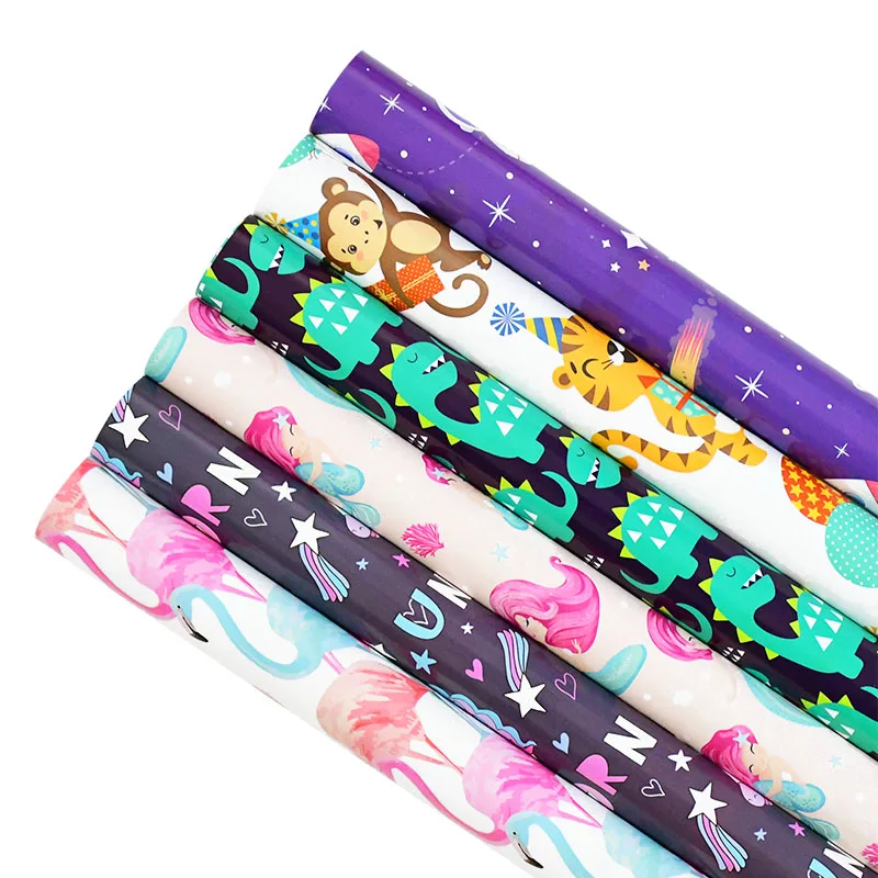 Gift Wrapping Paper Roll Flamingo Unicorn Dinosaur Decoration Baby Shower Birthday Wedding Scrapbooking Origami |