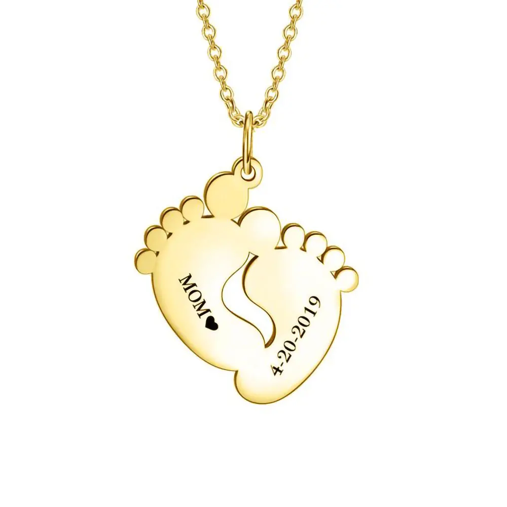 Custom Personalized Name Necklace Women Love Footprint Engraved Couple Pendant for Heart Necklaces Stainless Steel Jewelry | Украшения и