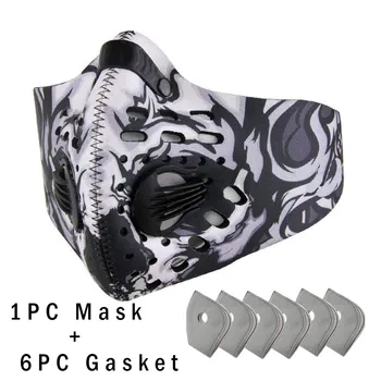 

1pcs Bike Face Cover With 6pcs Filter Unisex Dust Outdoors Sports Mouth Cover Cotton Unisex Mouth Muffle Black Fashion Masque