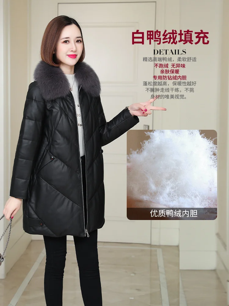 Chaqueta de piel para mujer, abrigo de piel de con cuello pelo de zorro, de mediana edad, de invierno, 2021|Lana y mezclas| - AliExpress