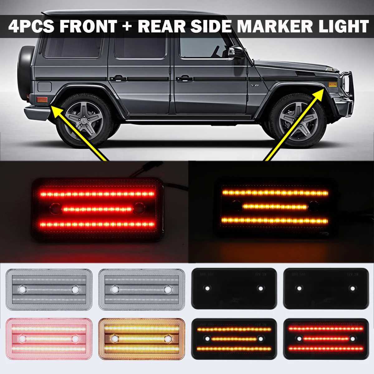 4pcs Set Led Side Marker Bumper Lights Turn Signal Lamps For Mercedes W463 G Class G500 G550 G55 G63 For Amg 02 14 Signal Lamp Aliexpress