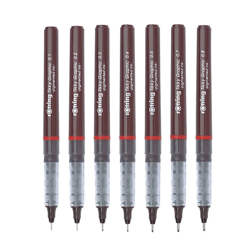 Немецкие тонкие ручки Rotring Pigma Micron 0 1 2 3 4 5 7 8 мм для рисования с гладкими чернилами