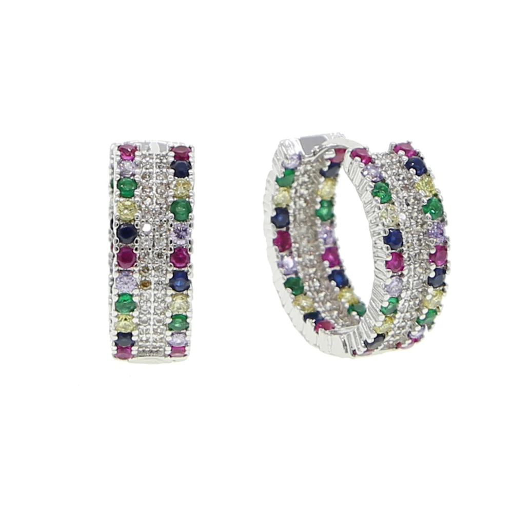 Boho романтические модные радужные широкие круглые висячие серьги, милые красные, зеленые, желтые, белые женские круглые серьги с кристаллами CZ