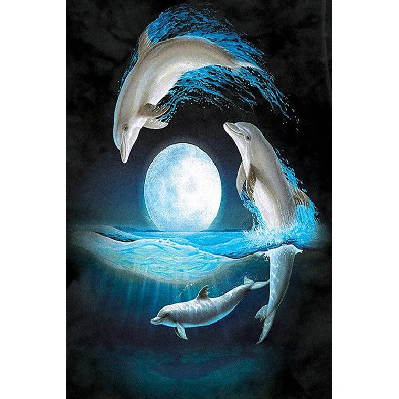 

DIY Diamond Painting 5D Dolphin Moon Resin Full of Crystals Manufacturers Direct Selling Recruitment Agent Support on Behalf