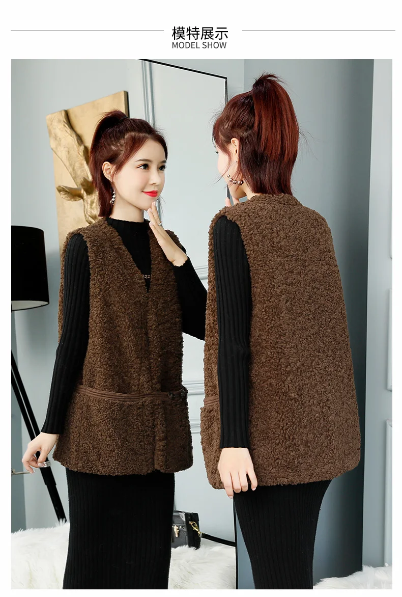 Lambs wool cotton vest women's fur vest new short women's vest jacket winter sheep fur vest JN954