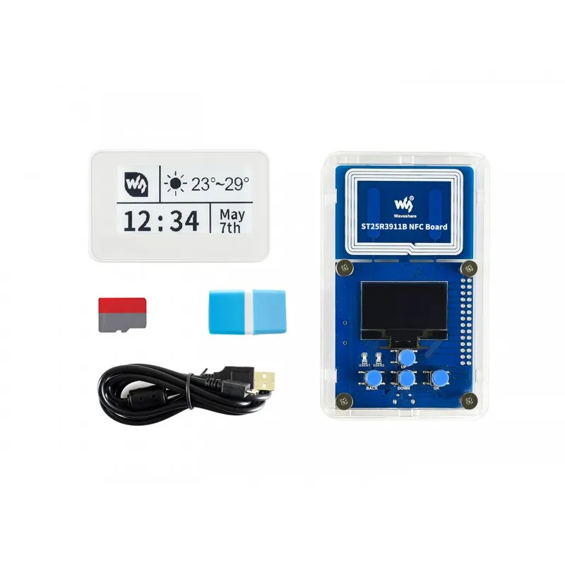 Kit de papel electrónico pasivo de 2,13 pulgadas, transferencia de datos alimentada por NFC, lector de papel electrónico, tarjeta Micro SD, NFC