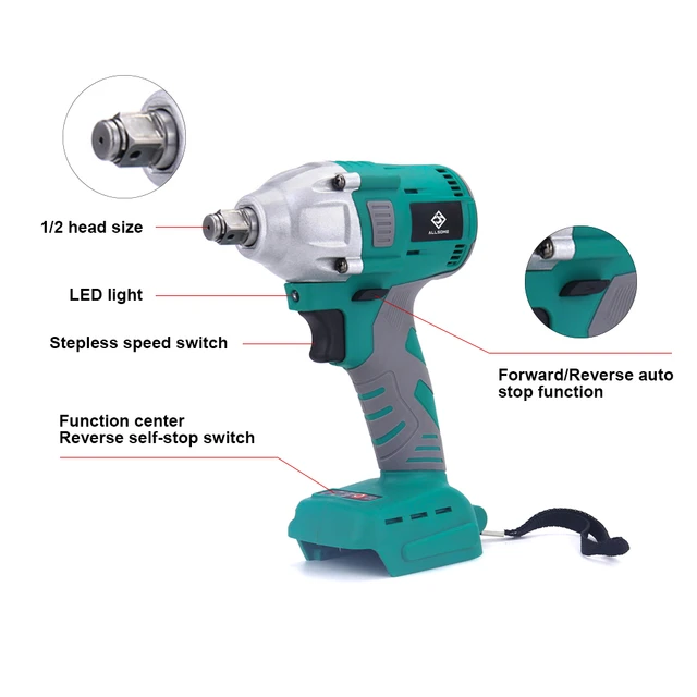 ALLSOME 600NM Brushless Cordless Electric Impact Wrench 1/2 inch Adjustable  Speed With LED Li-ion Battery Power Tools - AliExpress