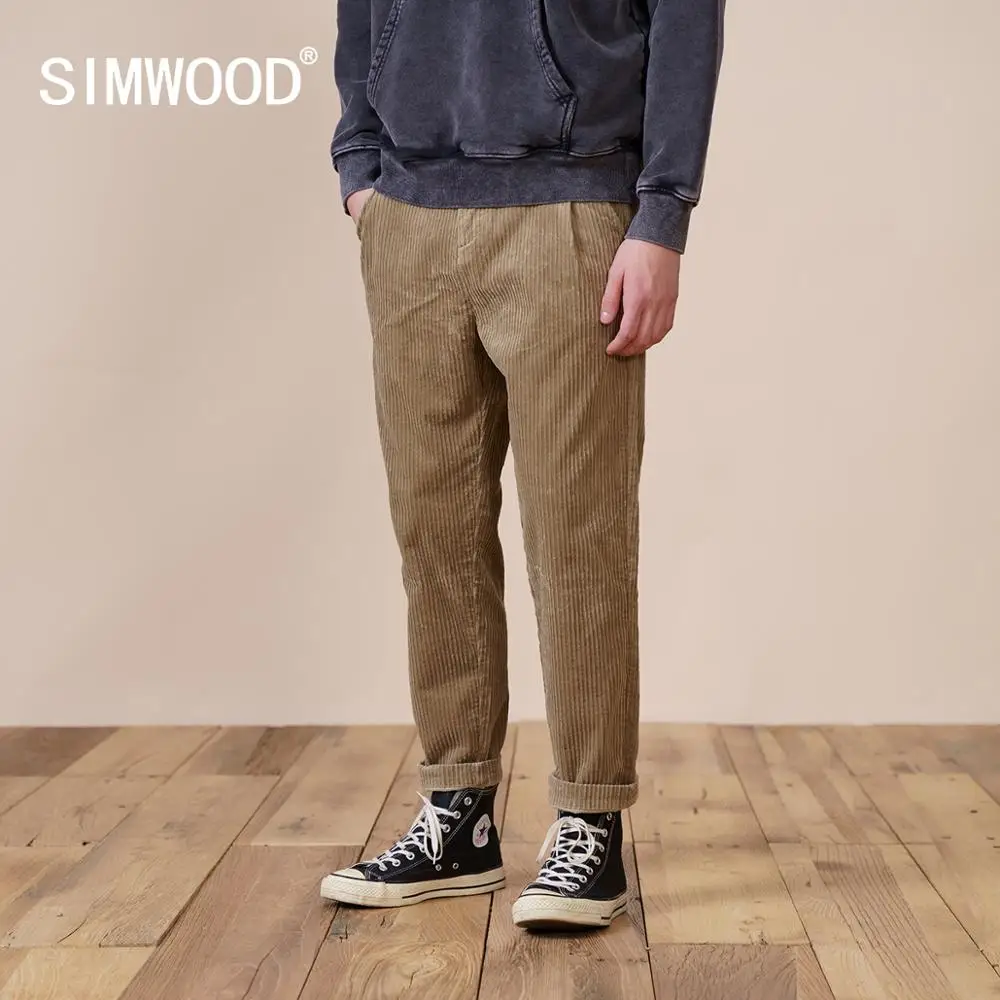 SIMWOOD 2022 зимние Новые Теплые вельветовые брюки мужские повседневные до щиколотки