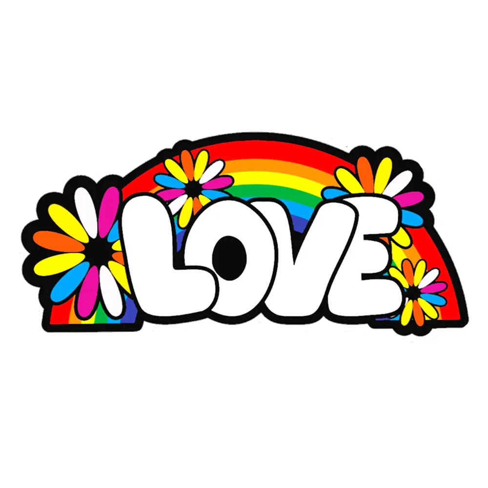 

Love Rainbow Hippie Hippie Flower Girl Vinyl Sticker Car Bumper Decal Decorate Personalized Accessories Car Styling Car Sticker