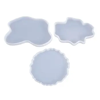 

3 Pcs/Set Crystal Epoxy Resin Mold Irregular Coaster Casting Silicone Mould Handmade DIY Crafts Making Tool