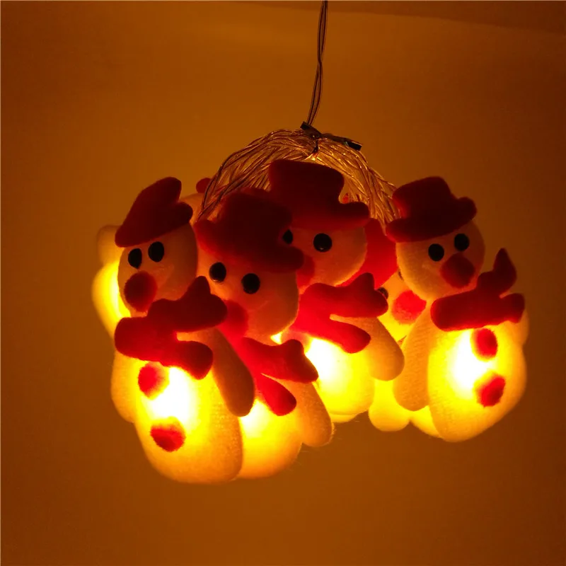 

10Pcs Snowman Santa Claus Elk LED Garland String Light Xmas Party Decor New Year Eve Home Gift Christmas Tree Ornament Supplies