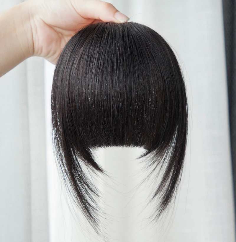 Isheeny Human Hair Bangs 3 Clips In Black Blunt Cut Fringe Hair Piece Natural Black Blonde Bang 8
