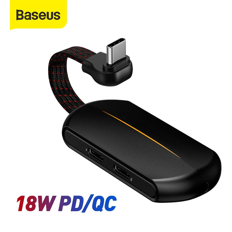 Кабель адаптер Baseus 3 в 1 с USB C на гнездо 5 Type 18 Вт PD/QC быстрая зарядка двойной и мм