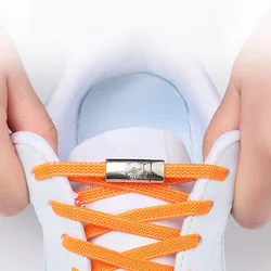 Little Daisy Magnetic Lock Shoelaces Elastic Flat Shoelace Safety Quick Metal Lock Black Shoe Lace Sneakers Unisex Kids Strings