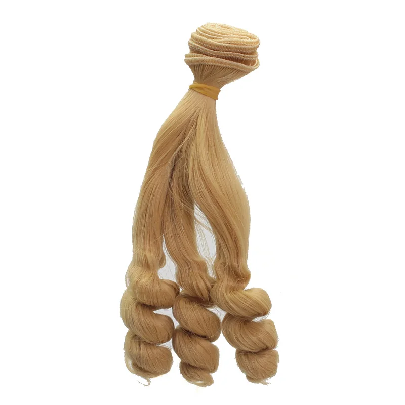 Горячая 15 см высокая температура большая волна ручной работы ткань куклы парики DIY Texitle кукла локон волос - Цвет: Золотой