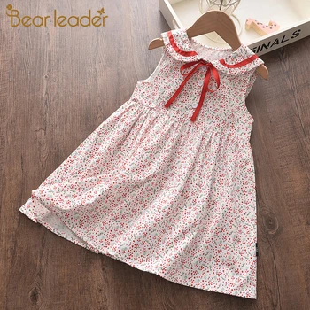

Bear Leader Girls Floral Dresses 2020 New Cool Kids Flowers Costumes Children Bowtie Vestidos Toddler Baby Clothing Cute Outfits