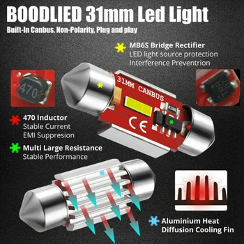 

2Pcs LED Lights White Map DC 12V Super bright Replacement Auto Festoon