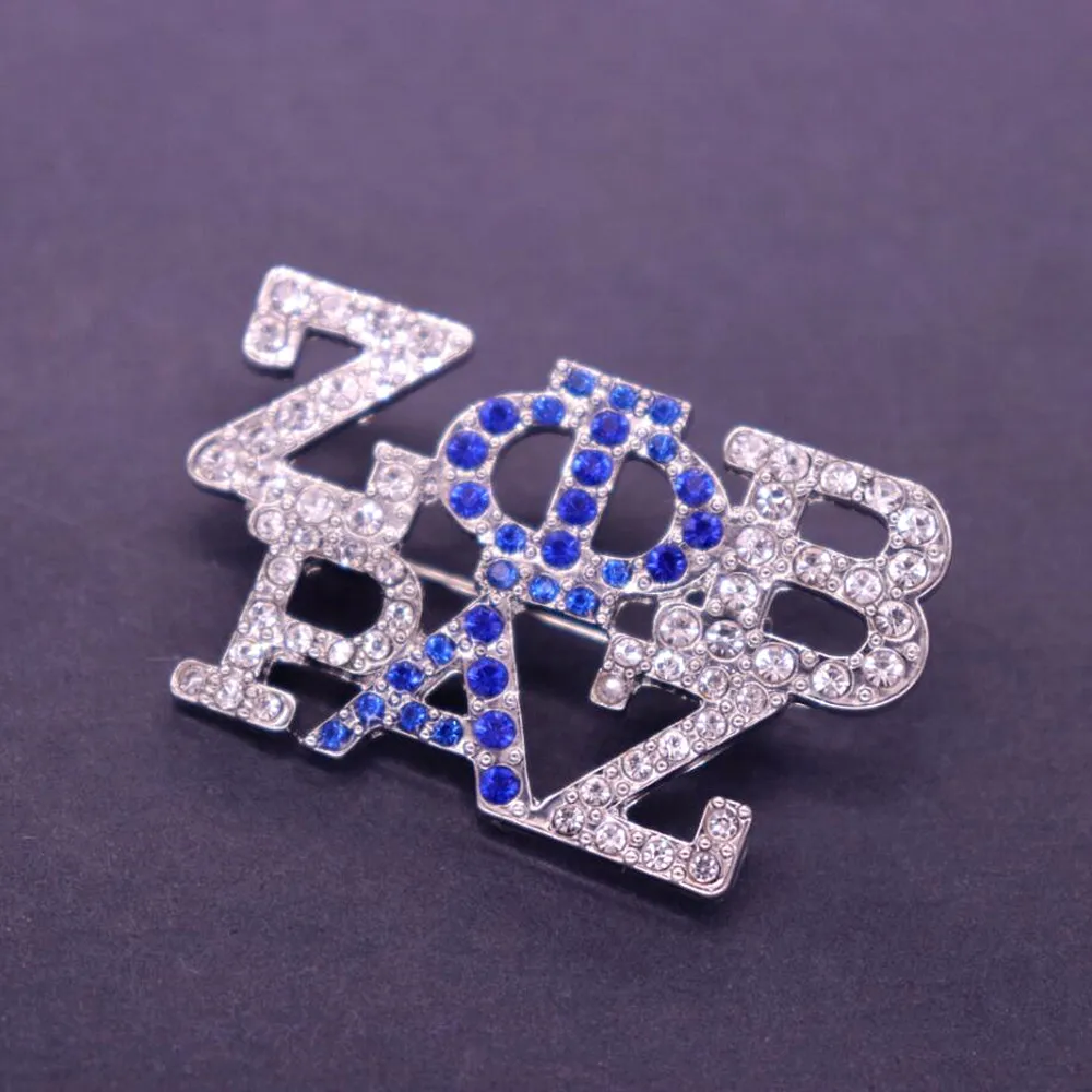 Новый дизайн белая синяя кристальная греческая буква Zeta Phi Beta Rho Alpha броши булавка
