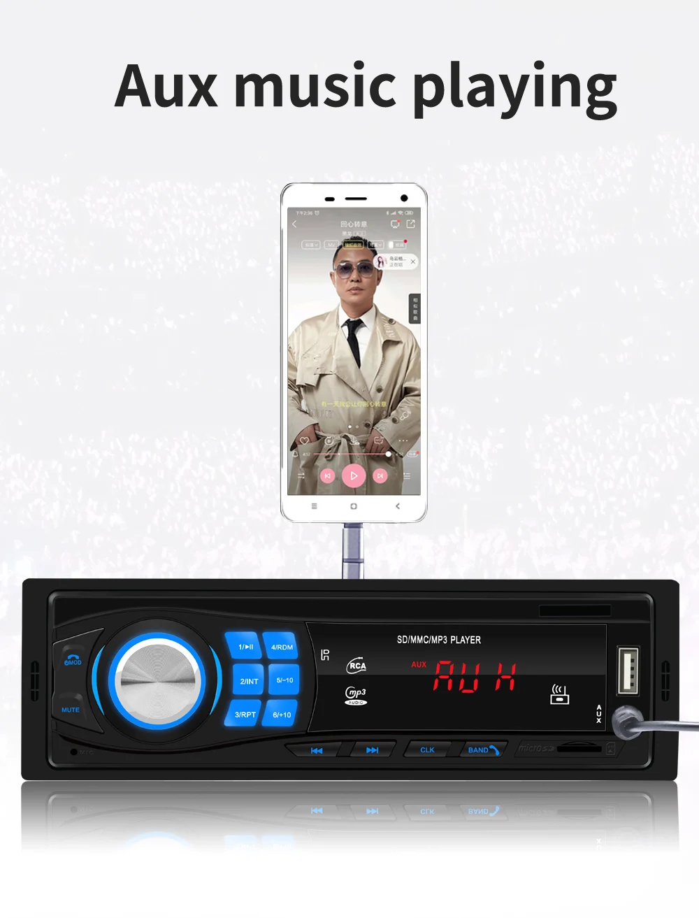 Podofo 12V Bluetooth Авто Радио стерео радио 12 штепселный FM Вход приемник SD USB AUX IN In dash 1 din