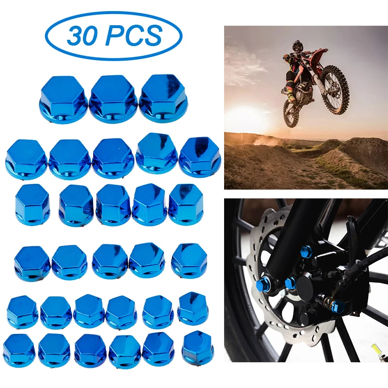 

30 шт. мотоцикл винт для мотоцикла, аксессуары для мотоциклов, Специальное крепление на голову на шурупе-Гайка Крышка мотоцикл с шестигранной головкой болт декоративная крышка для Yamaha