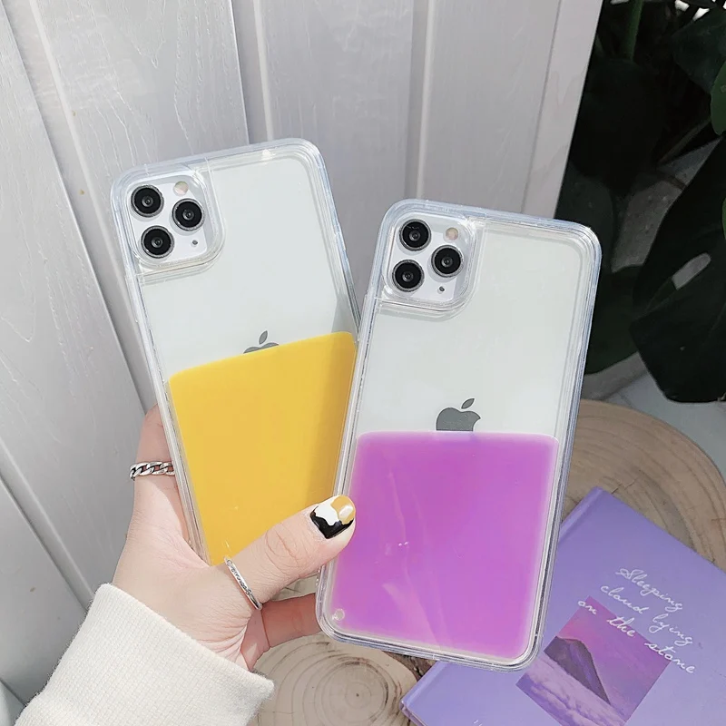 

Jelly liquid quicksand phone case For iPhone 12 11 PRO X XS MAX XR 8 7 6S PLUS SE Plastic anti-drop transparent protective cover