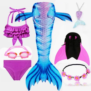 

NEW Kids Swimmable Mermaid Tail With Or No Monofin Flipper Fantasy Beach Bikini ermaid Costume Swimsuit