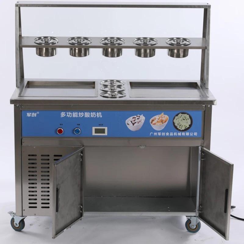 2021 New design fried ice cream machine stainless steel ice cream maker single pan ice cream roll machine 4