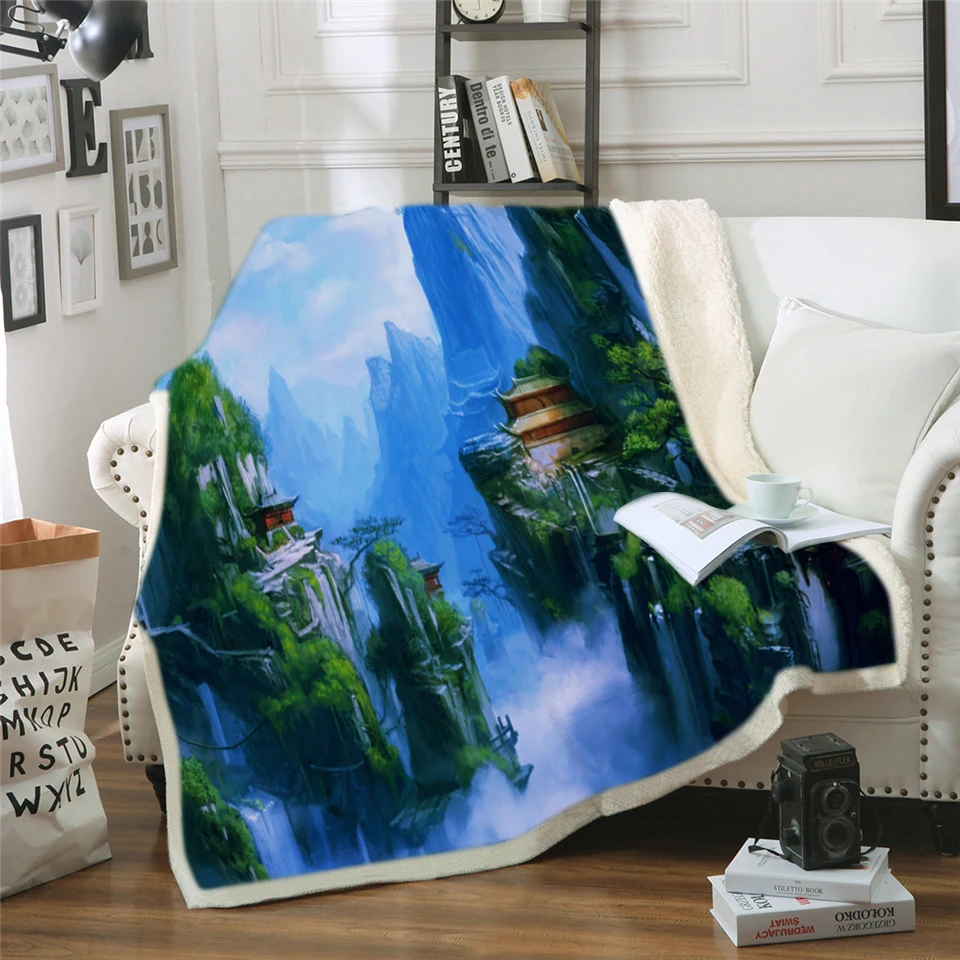 Одеяло с 3D принтом для взрослых и детей шерстяное зимнее теплое одеяло дивана