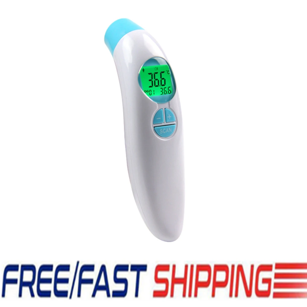 

Non-contact Digital LCD Ear Thermometer Infrared Forehead Non-touch Temperature Gun 1 Second Measurement FDA CE