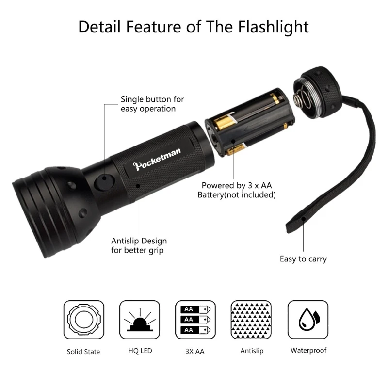 High quality 51LED UV Light 395-400nm LED UV Flashlight torch light lamp safety UV detection AAA battery