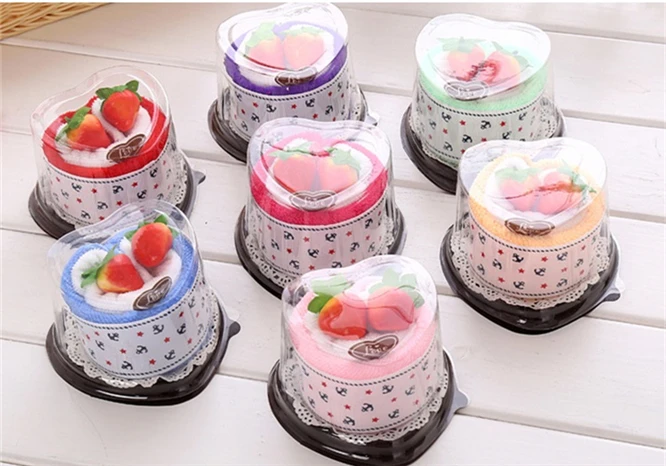 10pcs/lot towel Cake shape packaging towel 20x20cm face towel Christmas Wedding Birthday gift gotel home Decoration