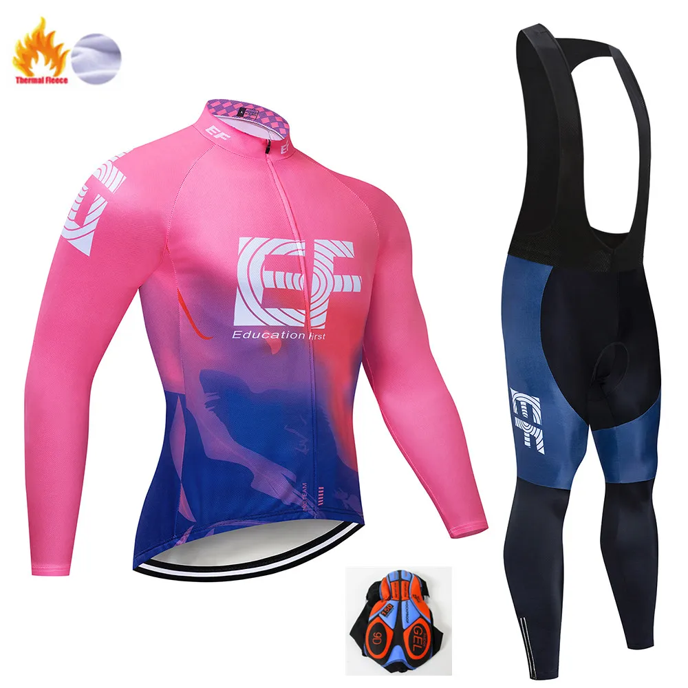 EF Pro Team Зимняя Теплая Флисовая велосипедная одежда для мужчин с длинным рукавом Джерси костюм для прогулок верховой езды на велосипеде MTB Одежда комбинезон комплект - Цвет: Winter Cycling Suit