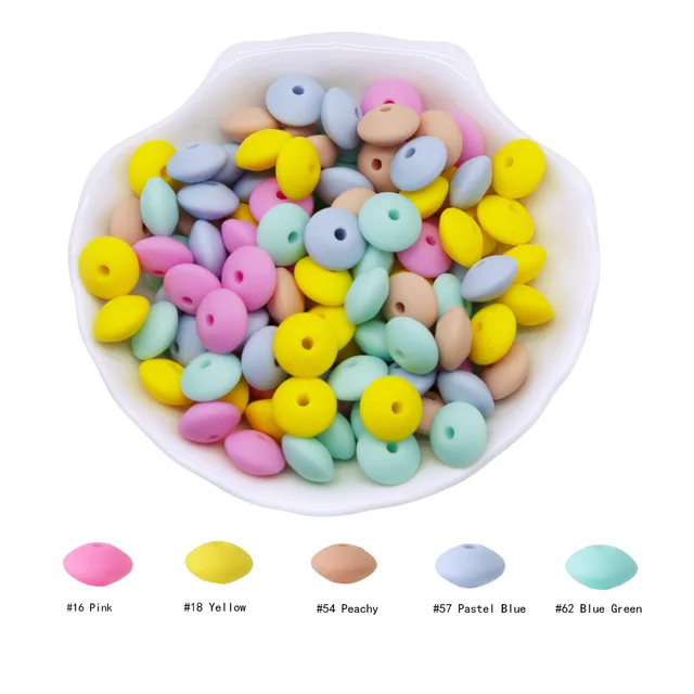Cute-Idea 20Pcs Silicone Lentil Beads 12MM Baby Abacus Teething Beads BPA Free Newborn Baby Rodent Pacifier Chain Toy Baby goods M