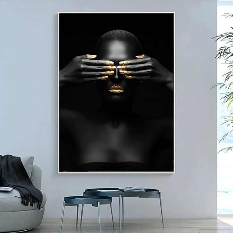 Золотистые и черные фотообои искусство холст картины модные модели плакаты