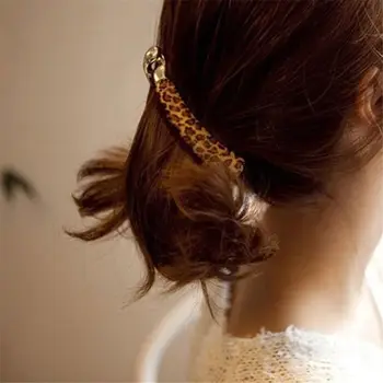 

1PC Women Sexy Leopard Banana Large Hair Crab Clip Acrylic Barrette Ponytail Hair Claw Clamp Gold Hairpin Daily Hair Accessories