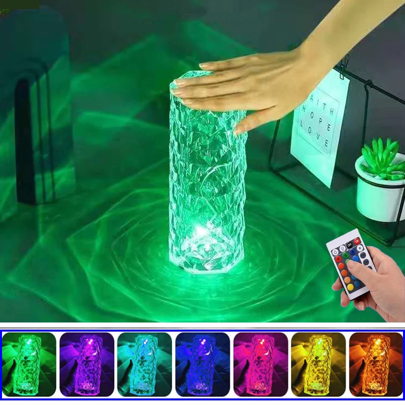 실린더 다이아몬드 테이블 램프 현대 크리스탈 Led 책상 램프 침실 장식 거실 아트 데코 LED 야간 조명 크리스마스 선물
