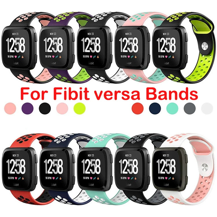 

Silicone Sports Strap For Fit Bit Versa 2 Versa Lite Versa Blaze Sports Bracelet Two-color Strap Universal