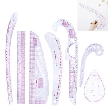 

7pcs Metric Curve Shaped Ruler Set For Sewing Dressmaking Pattern Design Multi-functional Sewing Tools Set Ruler