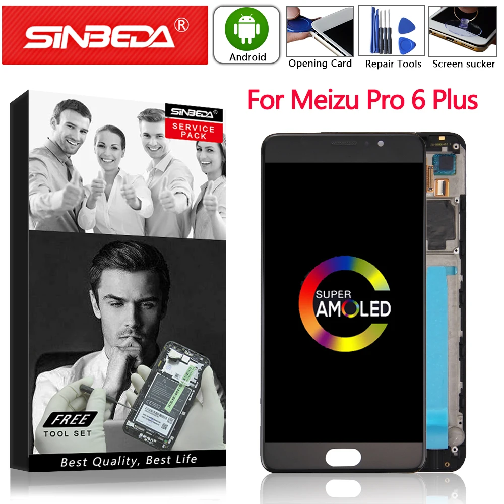 ЖК дисплей AMOLED 5 7 дюйма для MEIZU Pro 6 Plus с сенсорным экраном и дигитайзером в сборе