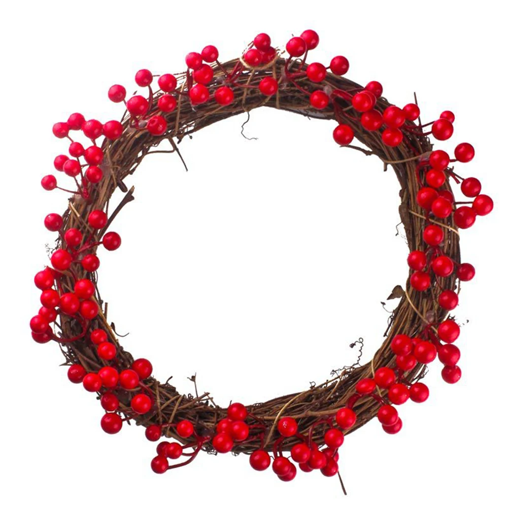 

Christmas Big Pine Cone Wreath Handmade Red Fruit Christmas Berry Red Fruit Artificial Pendant for Wall Door Hanging Decoration