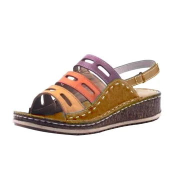 

Womens Stitching Sandals Fashion Summer Slippers Soft Sandals Ladies Open Toe Casual Shoes Platform Wedge Sandals Beach Shoes