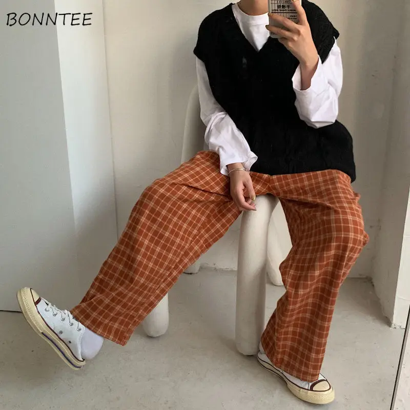 Wide Leg Pants Women Trendy Spring Korean Plaid Loose Leisure High Elastic Wasit Female Streetwear Thin Capris 2020 Newest Chic Wide Leg Pants Women Trendy Spring Korean Plaid Loose Leisure High Elastic Wasit Female Streetwear Thin Capris 2020 Newest Chic