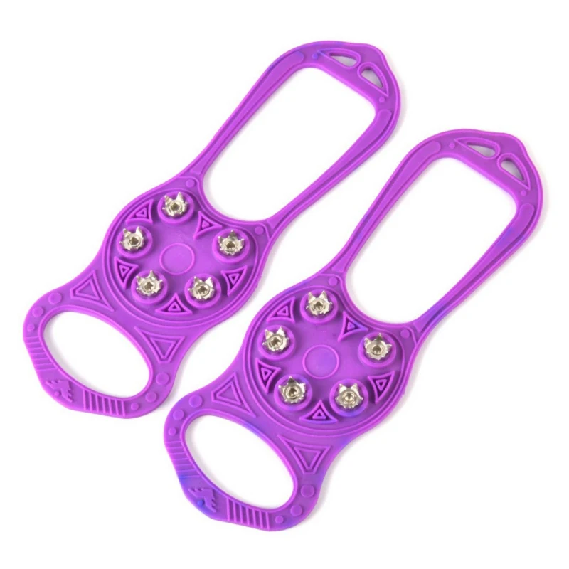 

1 Pair 5 Teeth Walking Cleat Ice Gripper Shoe Ice Crampon Easy to use Anti Slip Ice Snow Walking Spike Grip Camping Climb